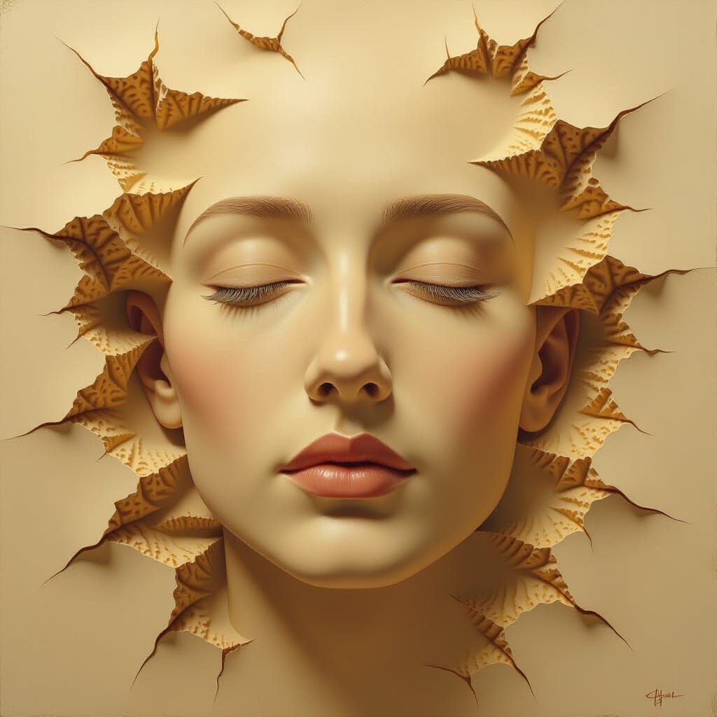 Surreal Face as Ancient Map Portrait