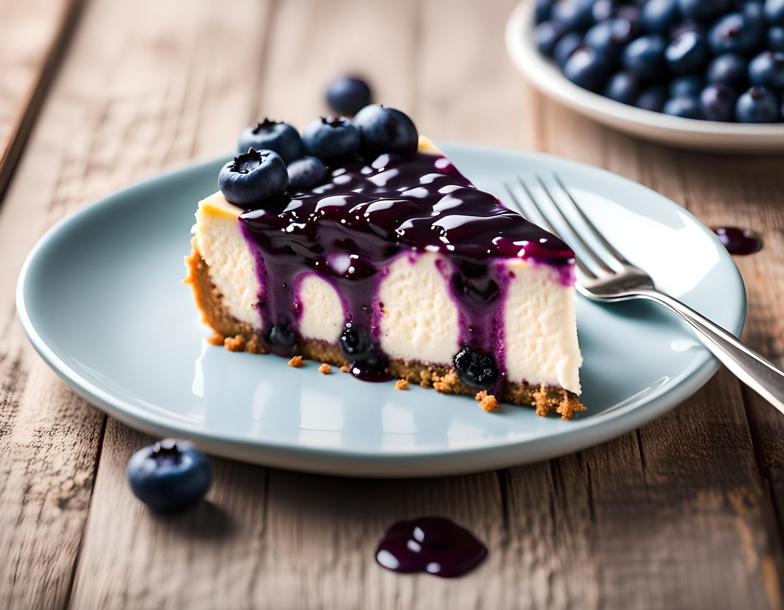 Delicious Blueberry Cheesecake, Professional Photography