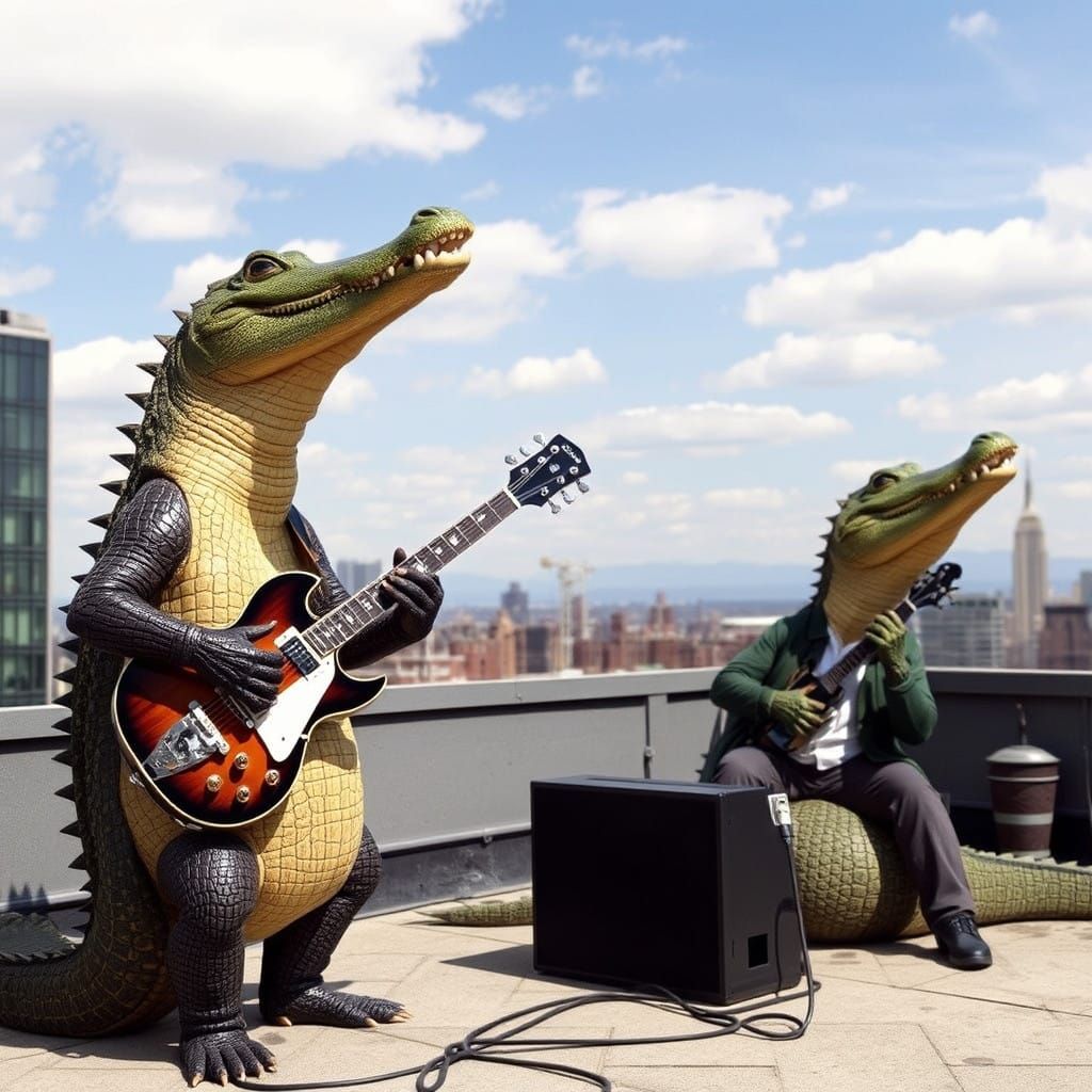 Saltwater Crocodile Rocks Out with Lyle Crocodile on NYC Roo...