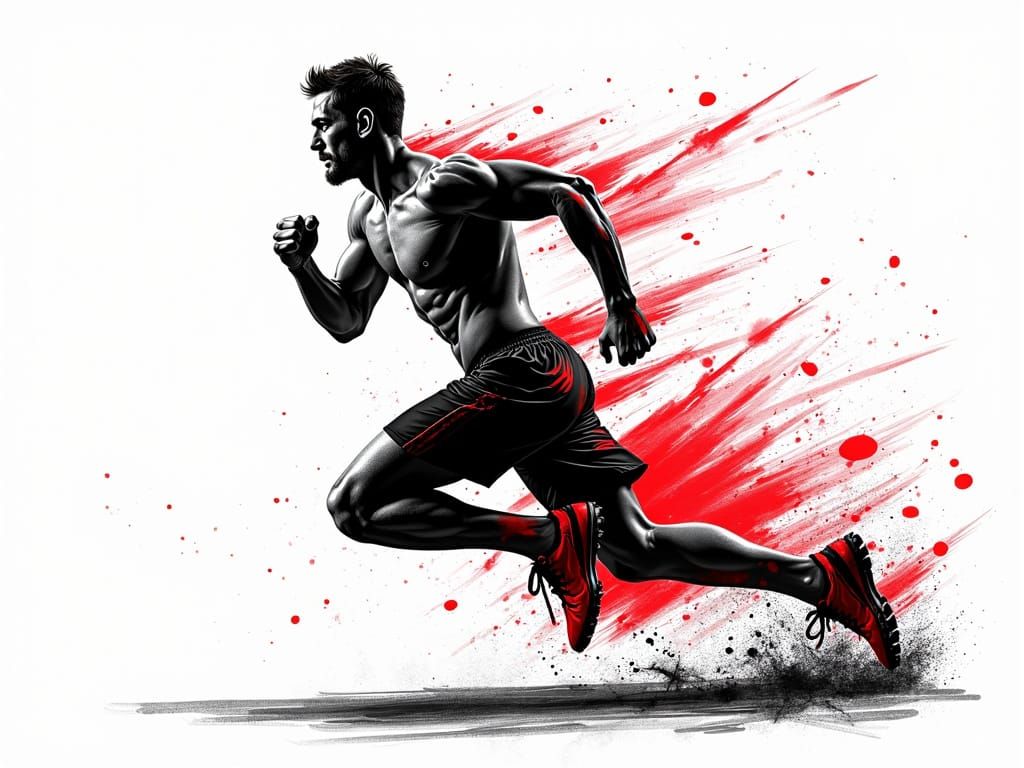 Powerful Athlete in Profile, Blending Street Art and Sports ...