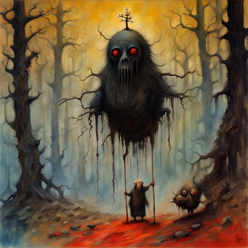 Baba Yaga in Epic Impressionist Gouache Style