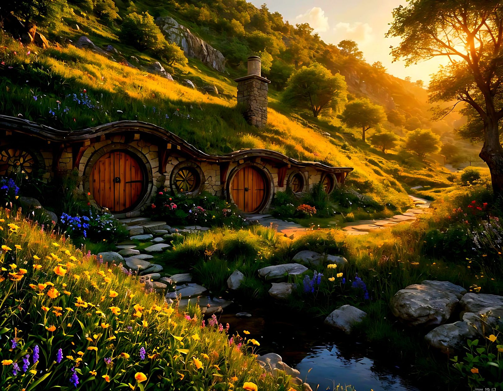 Cozy Hobbit Hole in Sun-Drenched Hillside