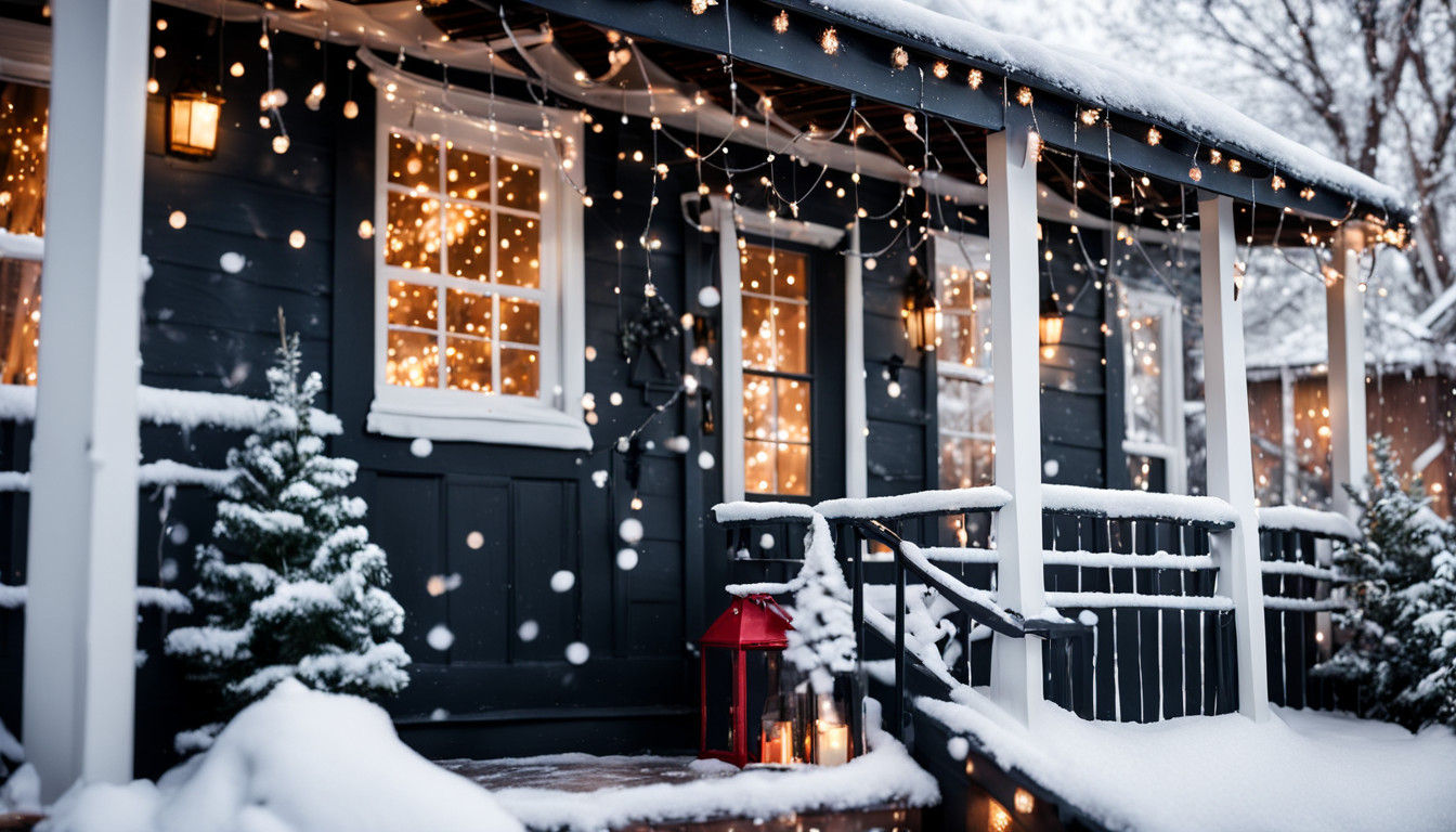 Warm Winter Wonderland Scene of a Cozy Black House