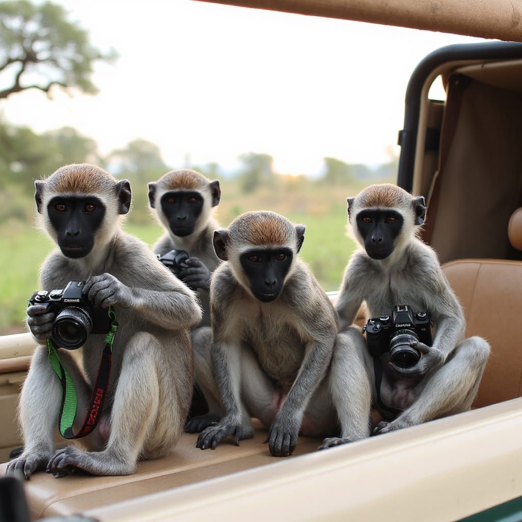 Vervet Monkeys Capture Sunrise Game Drive in Candid Camera S...