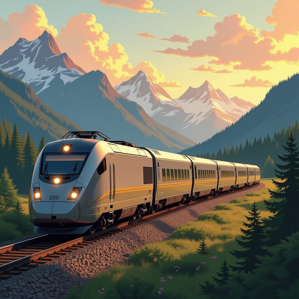 Majestic Train in Picturesque Landscape