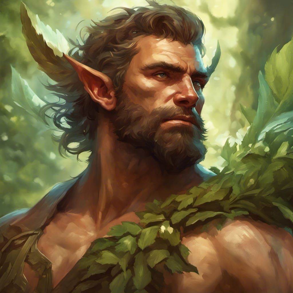 Fairy Barbarian in Verdant Forest: Hyperdetailed Portrait