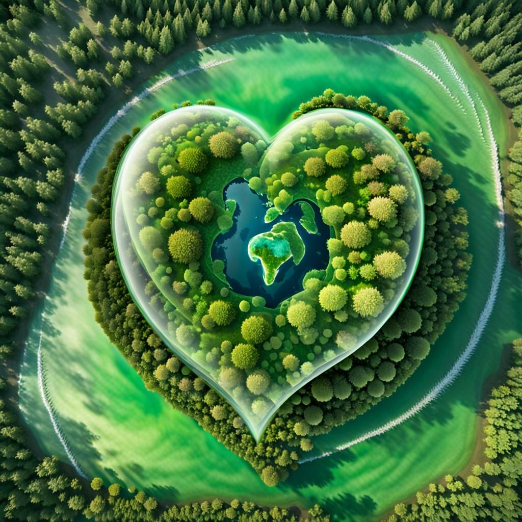 Earth Day: A Vibrant Green Heart Overlay