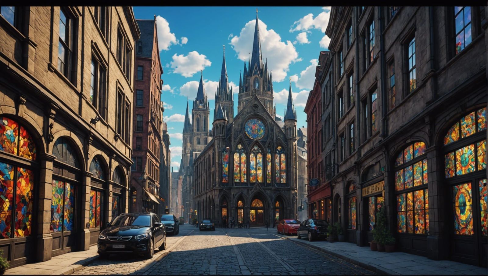 Stained Glass Cityscape: Artstation Fantasy Concept Art