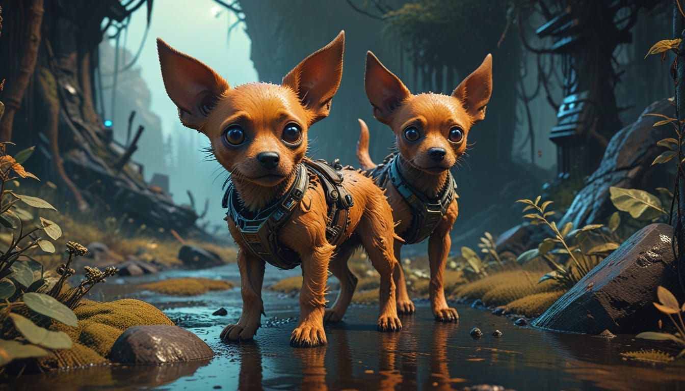 Whimsical Alien Puppy with Golden K9's