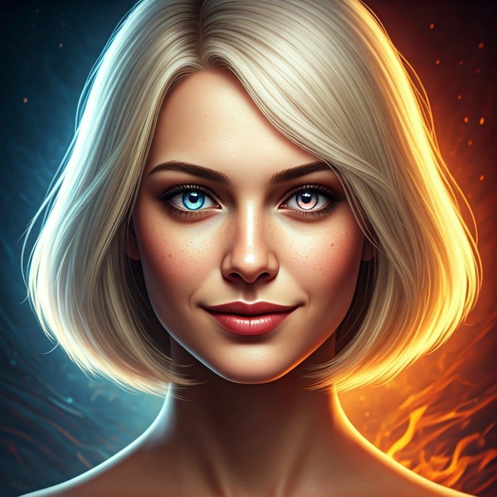 Woman with Angelic and Devilish Expression