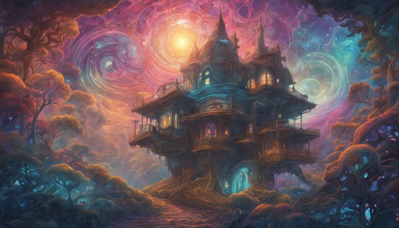 Cosmic Fusion: Holographic Organic Meets Mechanical Nebula