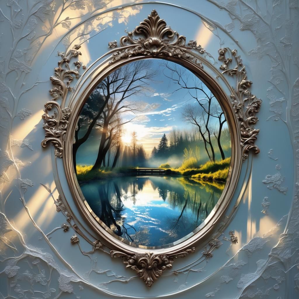 Reflective Landscape of Inner Beauty in Art Nouveau Style