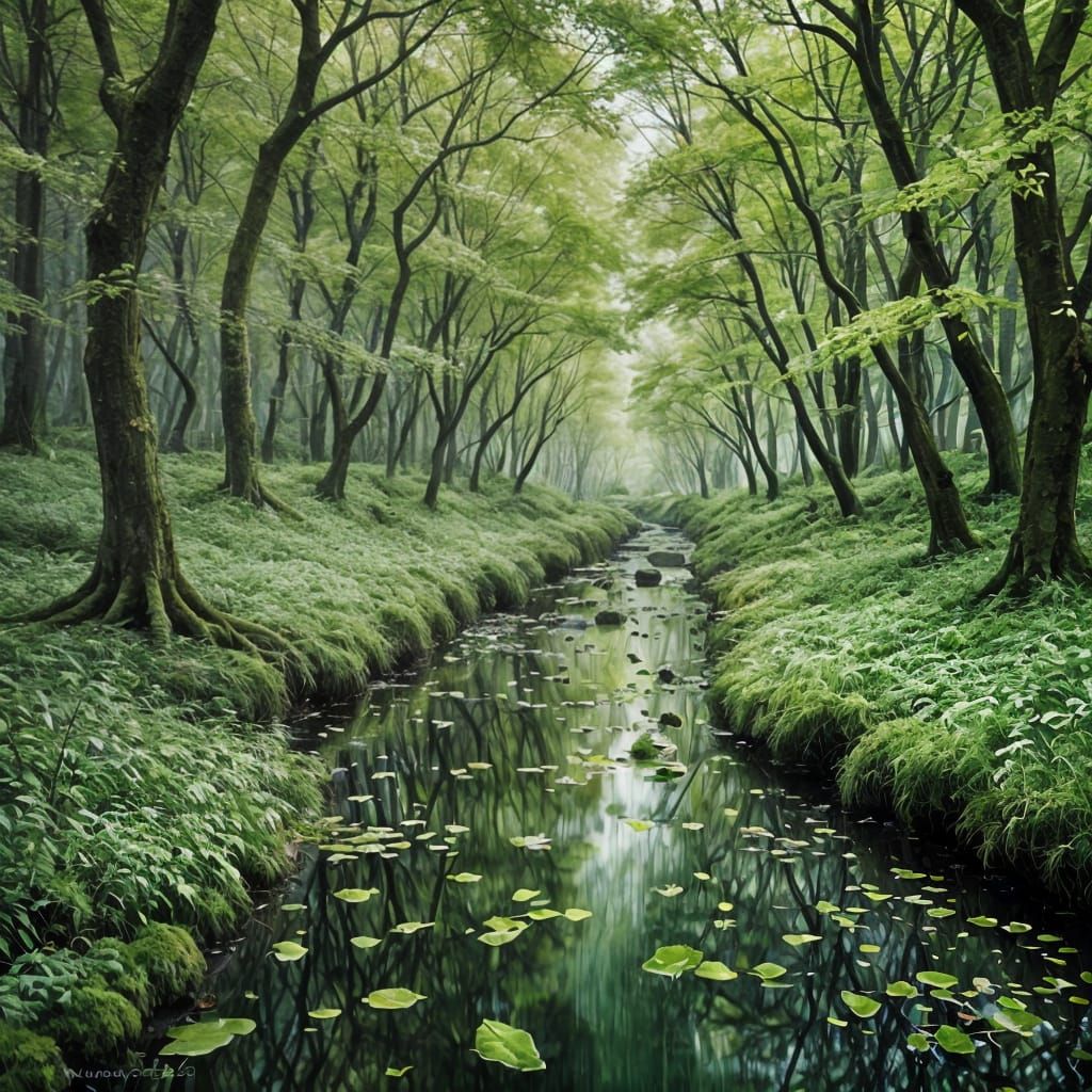 Monochromatic Green Stream in High Resolution