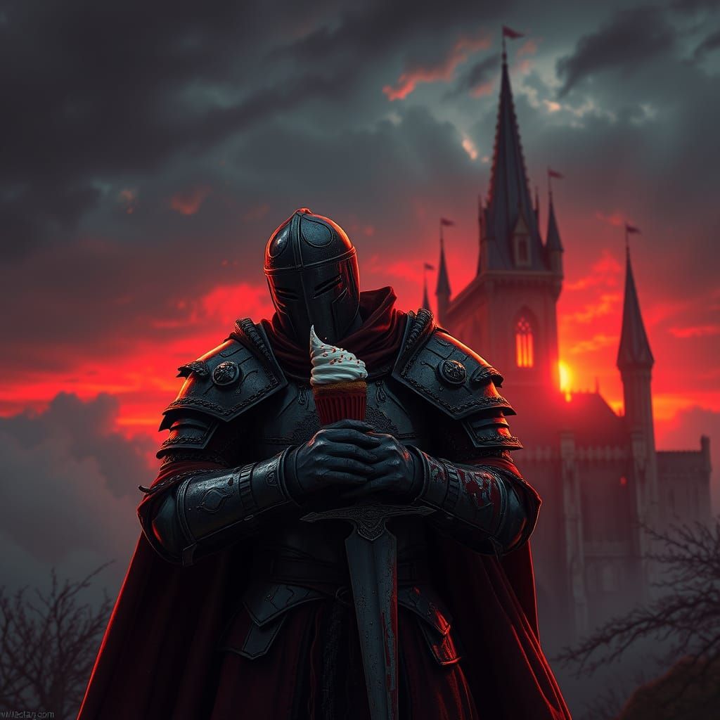 Crimson Knight Enjoys Sunset Ice Cream