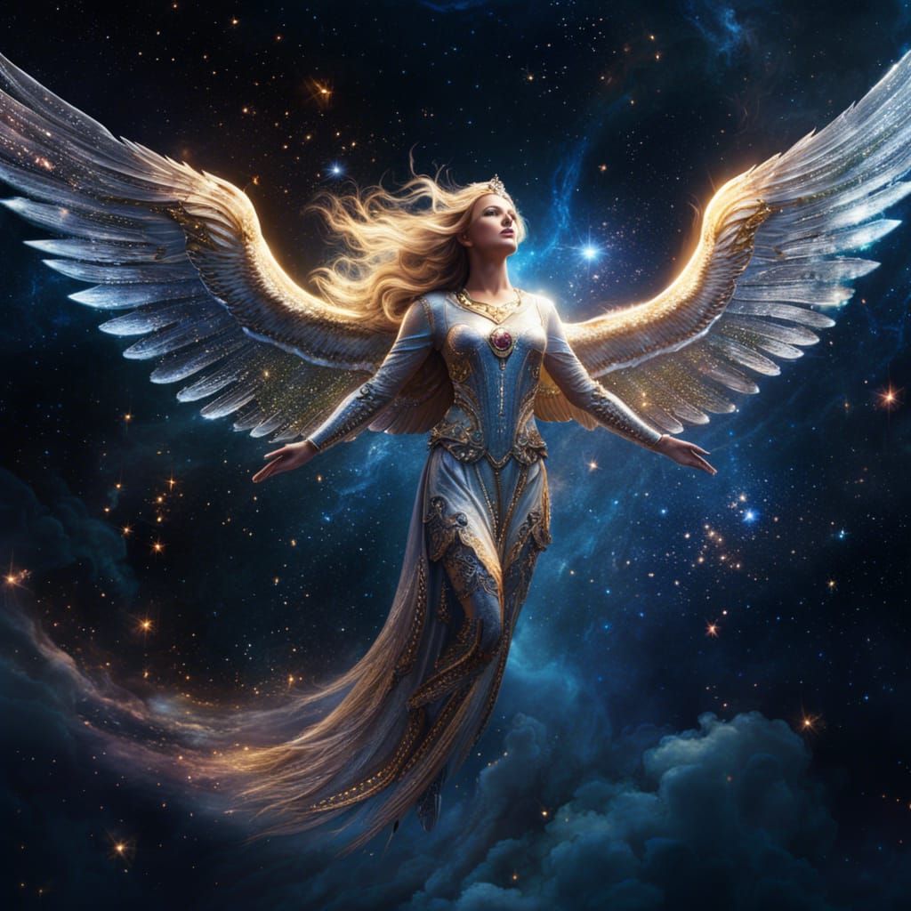 Cosmic Angel Soaring Through Space