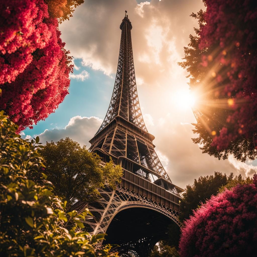 Eiffel Tower Bathed in Light: Neo-Pop Art