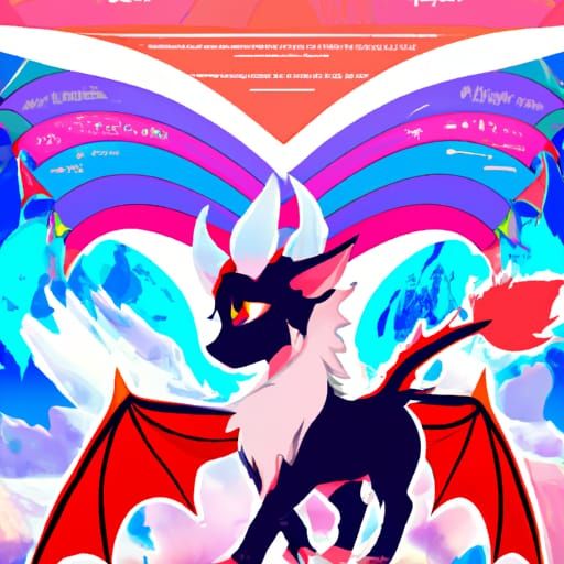 Anime Demon Cat-Goat-Dragon Fursona with Trans Flag