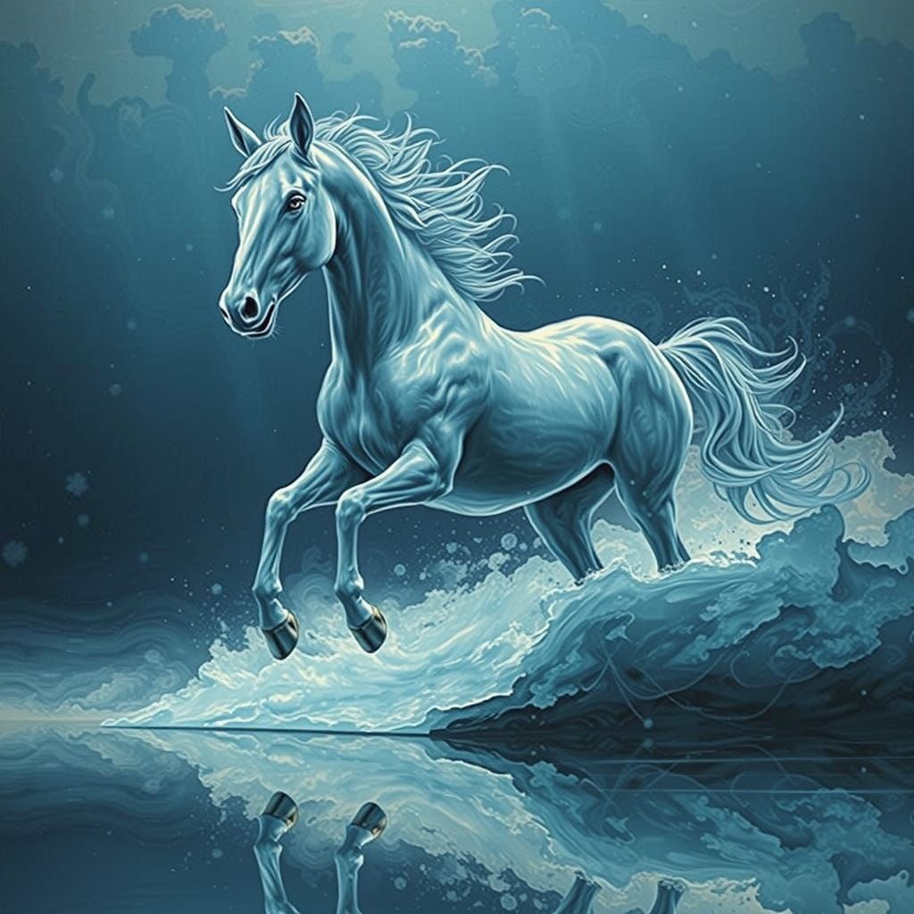 Ethereal Bioluminescent Pegasus Gallops Through Unrealistic...