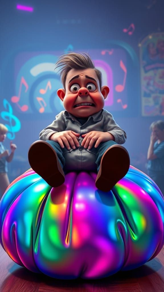 Comedic Masterpiece: Humiliated Man Sits on Rainbow Coloured...