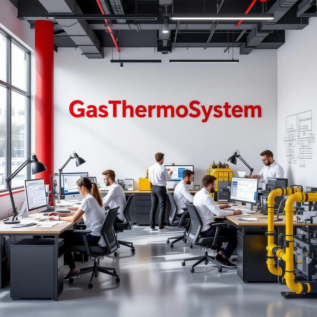 Realistic Company Office with Gas Equipment Design