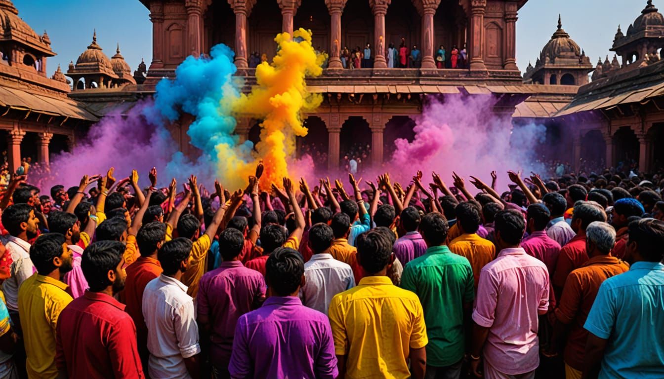 Vibrant Hindu Temple Celebration in Colorful India