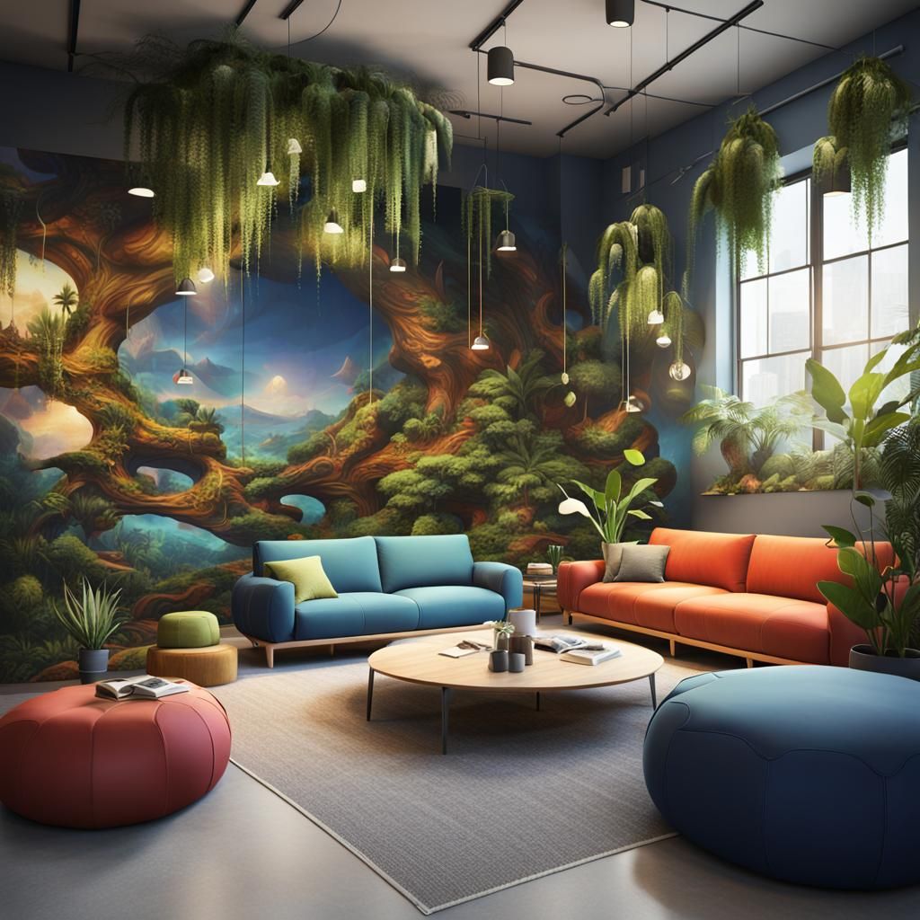 Modern Digital Hub Furniture in Detailed Matte Painting