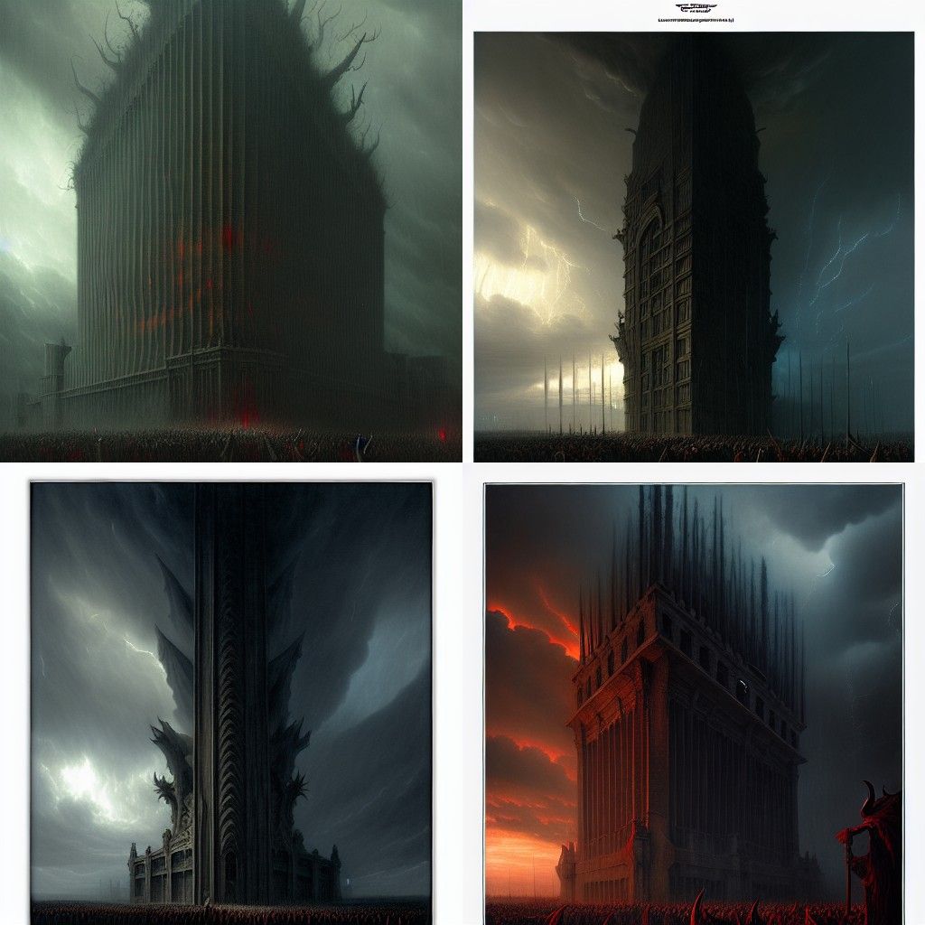 Giant Horned Demon in Gothic Horror Style