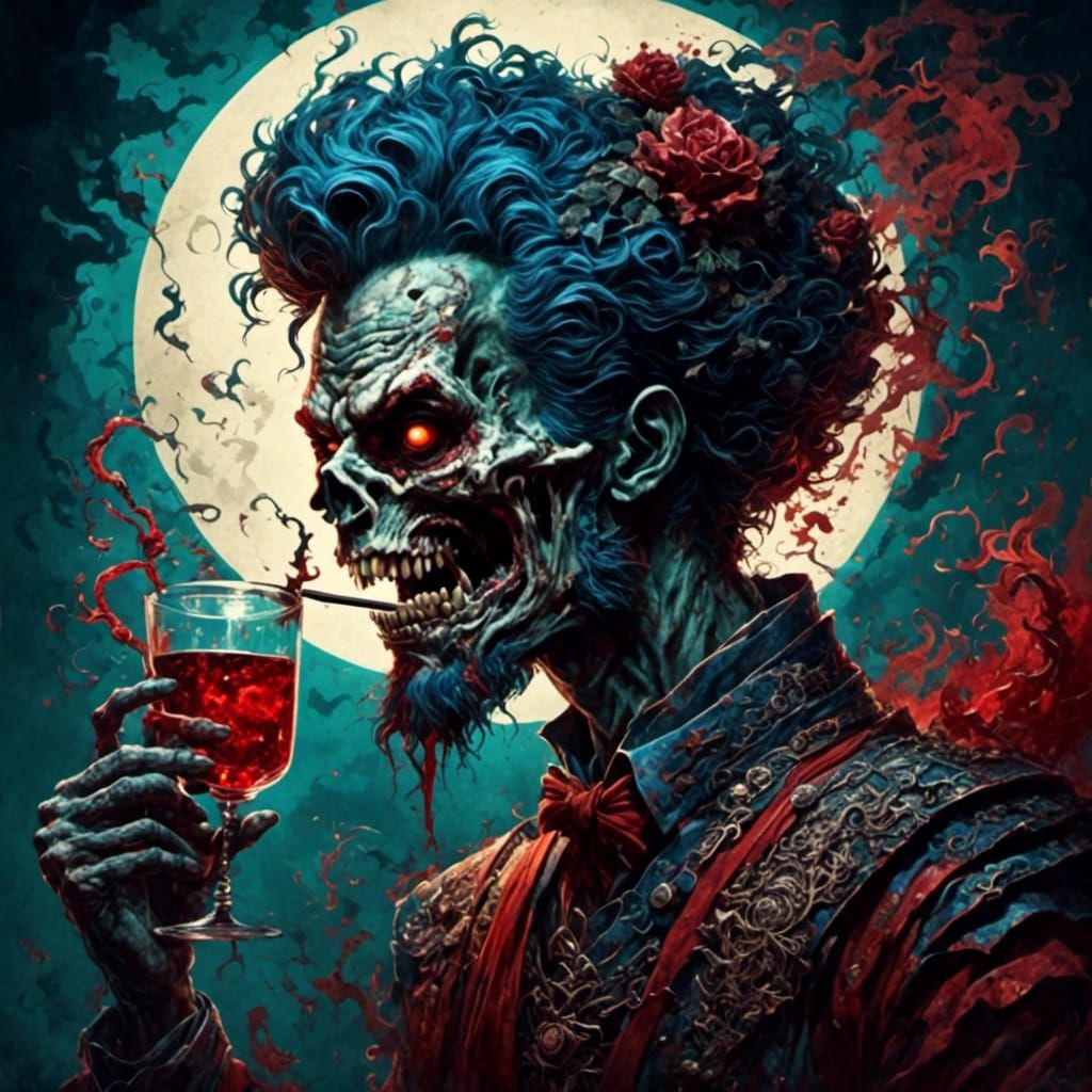 Zombie Snorting Powder in Retro Rockabilly Style