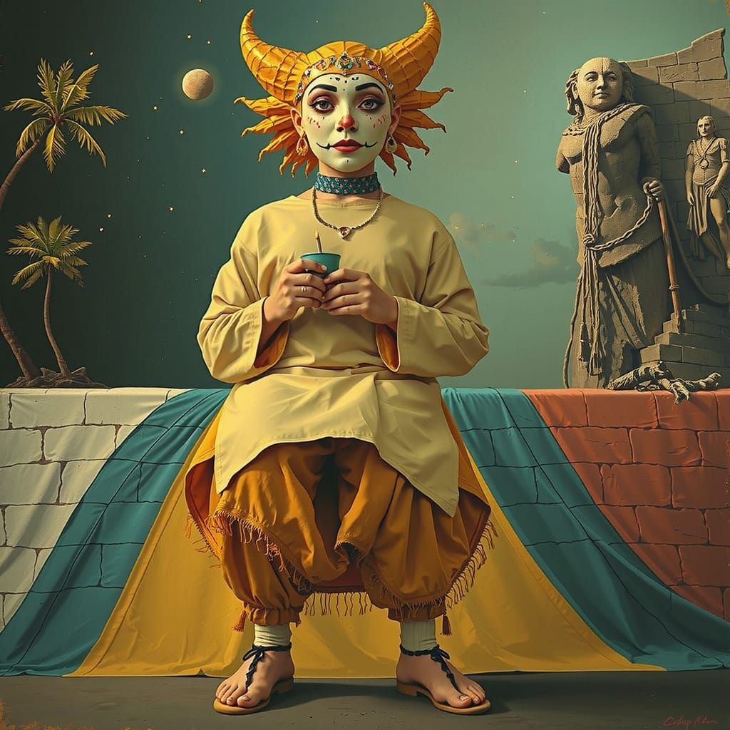 Monochromatic Abstract Portrait of a Sad Woman