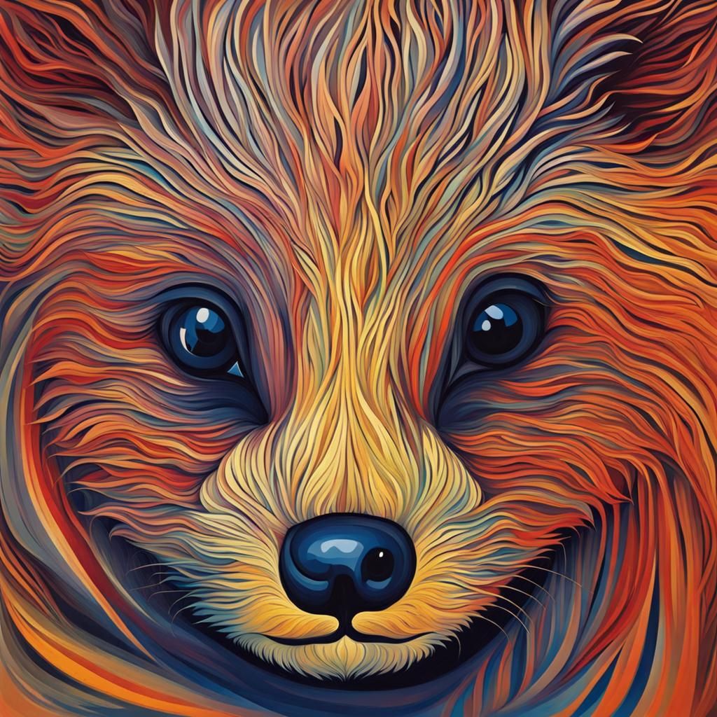 Abstract Baby Animal Art in Complementary Colors