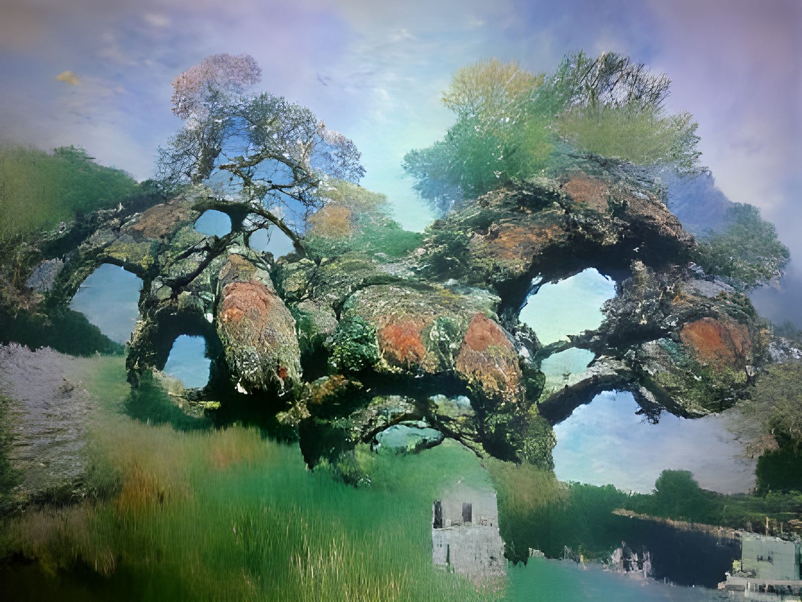 Ancient Oak Tree in Impressionist Style