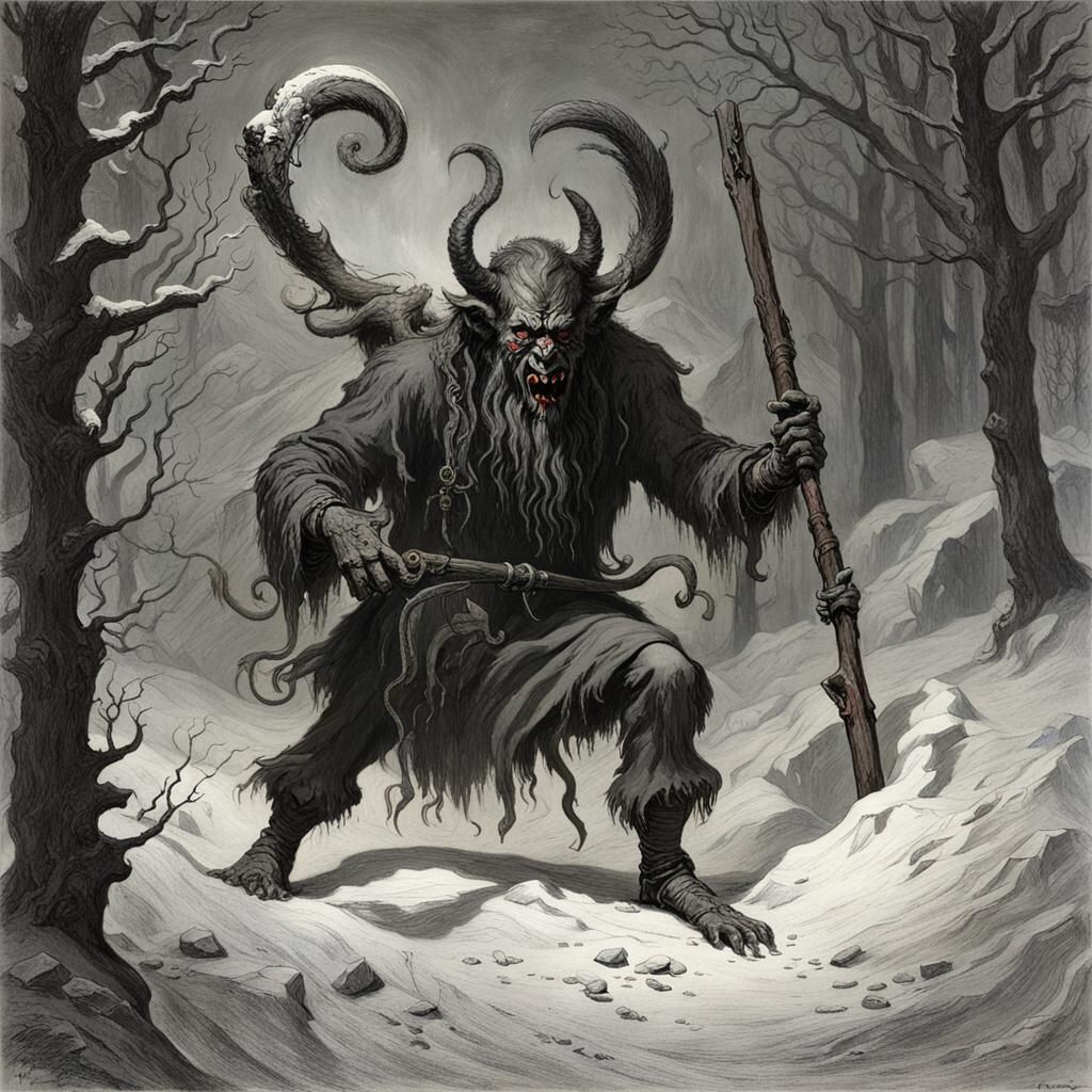 Horrifying Krampus in the Style of Doré