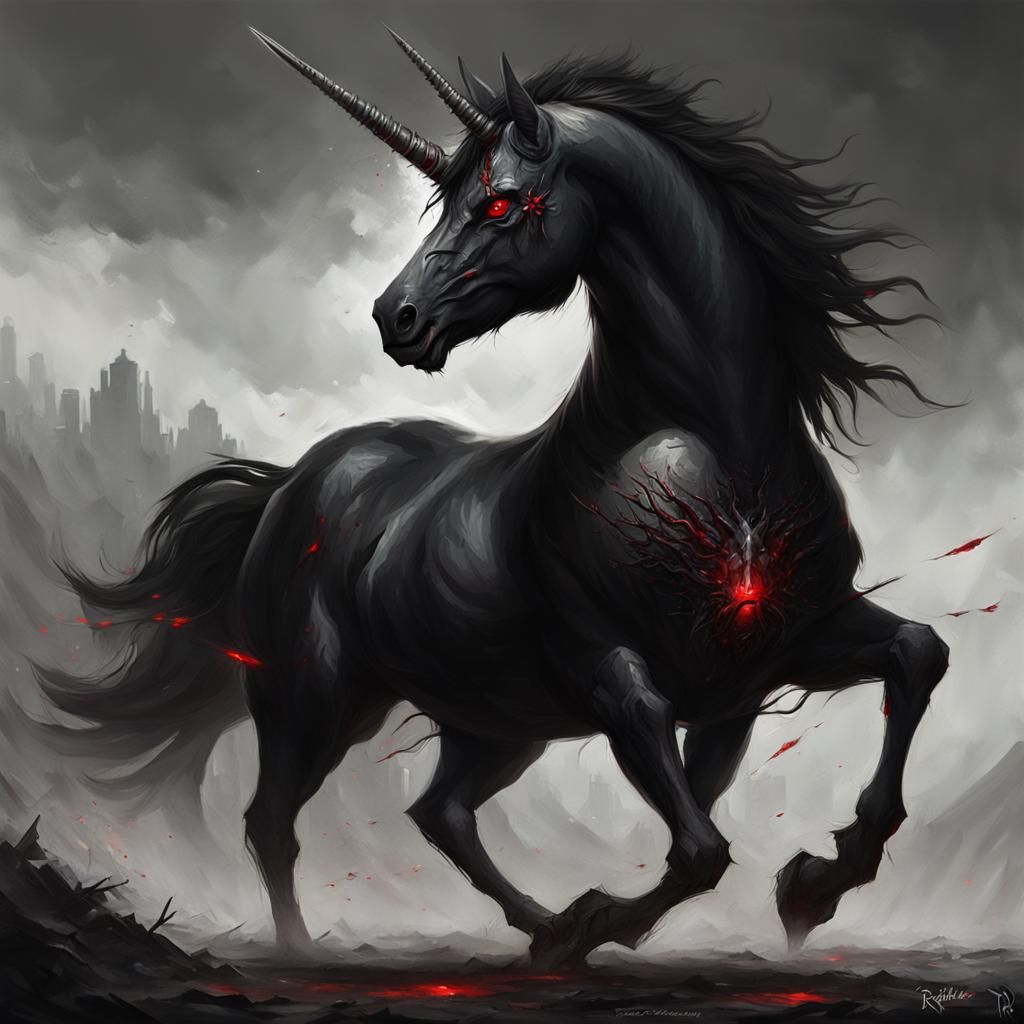 Sinister Dark Unicorn with Razor Horn