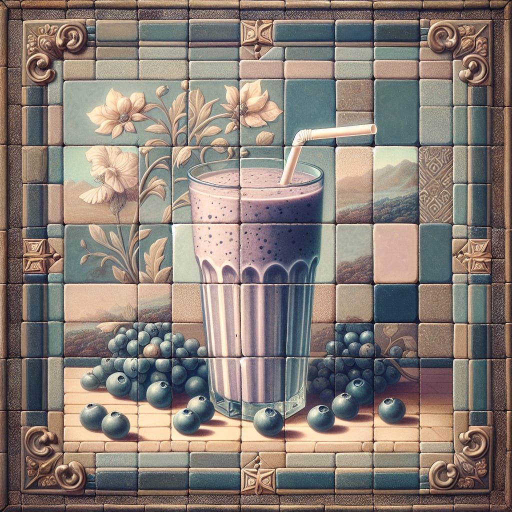 Refreshing Blueberry Smoothie with Retro Backdrop