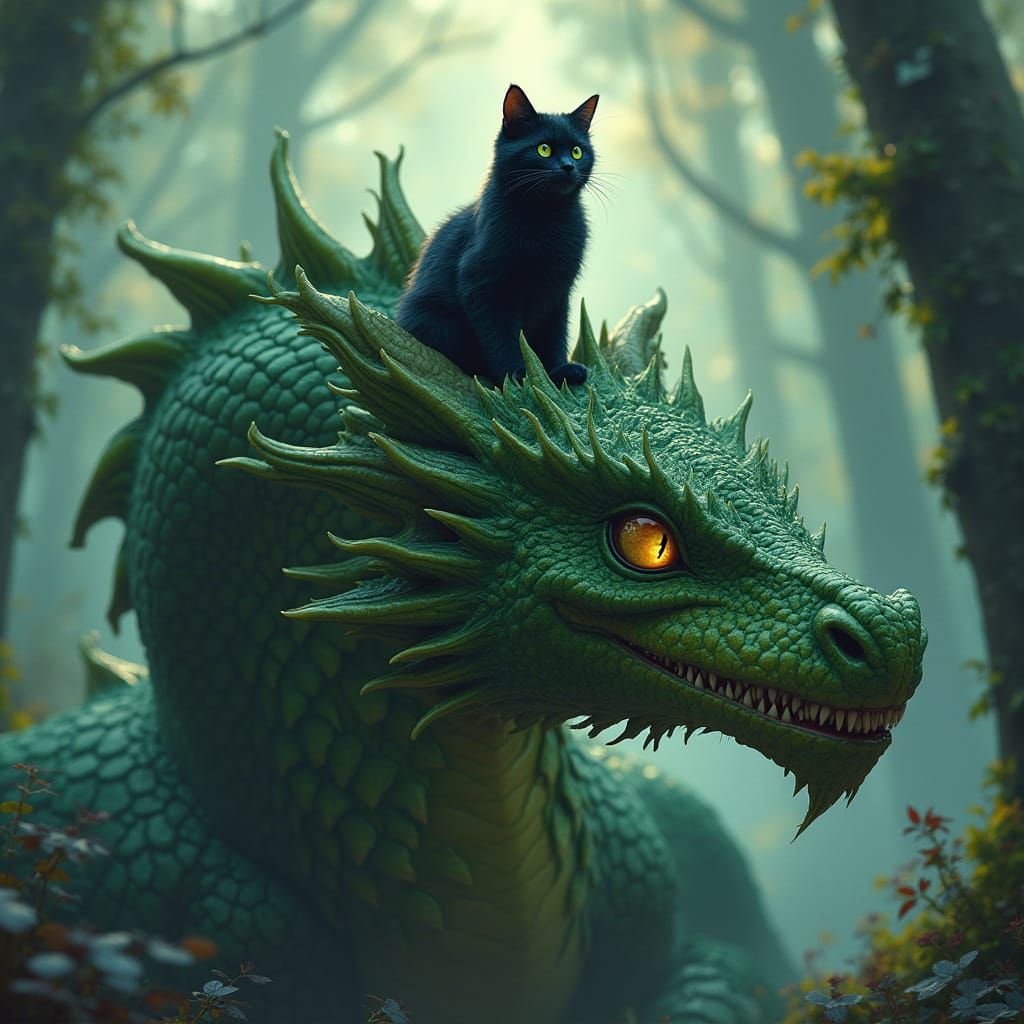 Majestic Feline Ruler in a Whimsical Fantasy Realm