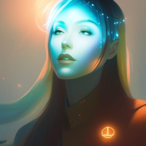 Bioluminescent Woman Portrait with Detailed Features