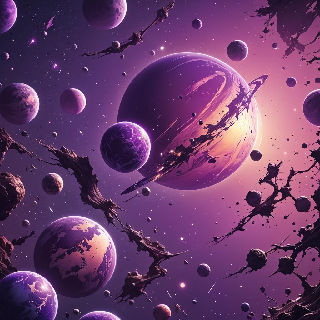 Violet Gradient Planet in Vector Style