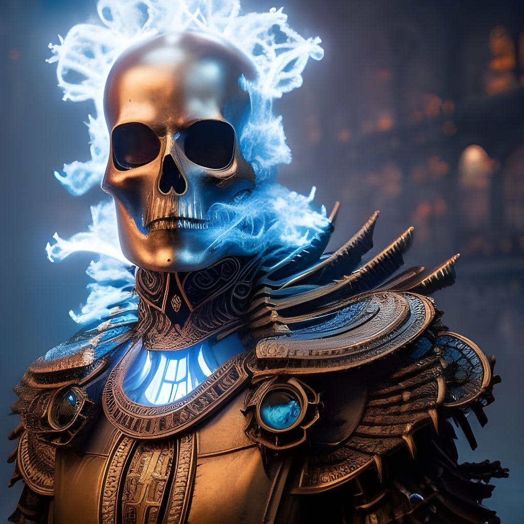 Fractal Skeleton King Portrait in Graveyard