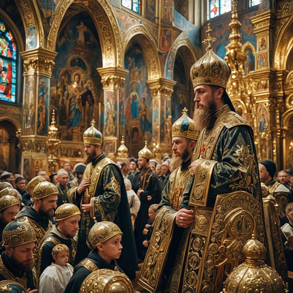 Imperial Soldiers Praying in Orthodox Church