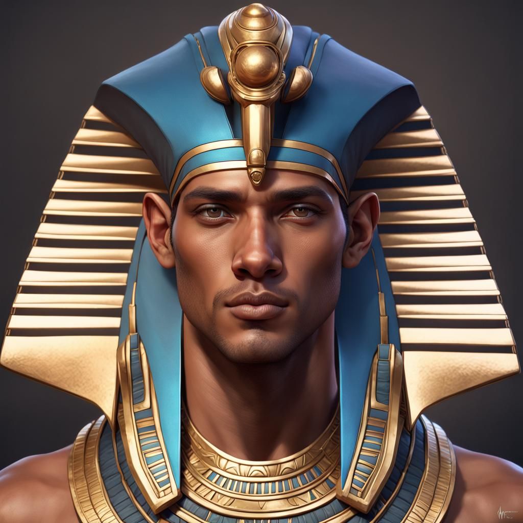 Egyptian Pharaoh Portrait in Hyperdetailed Style
