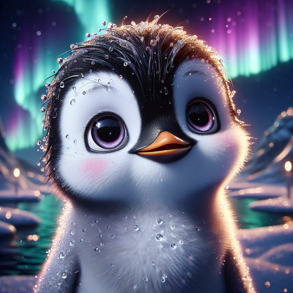 Cuddly Baby Penguin in Snowy Wonderland