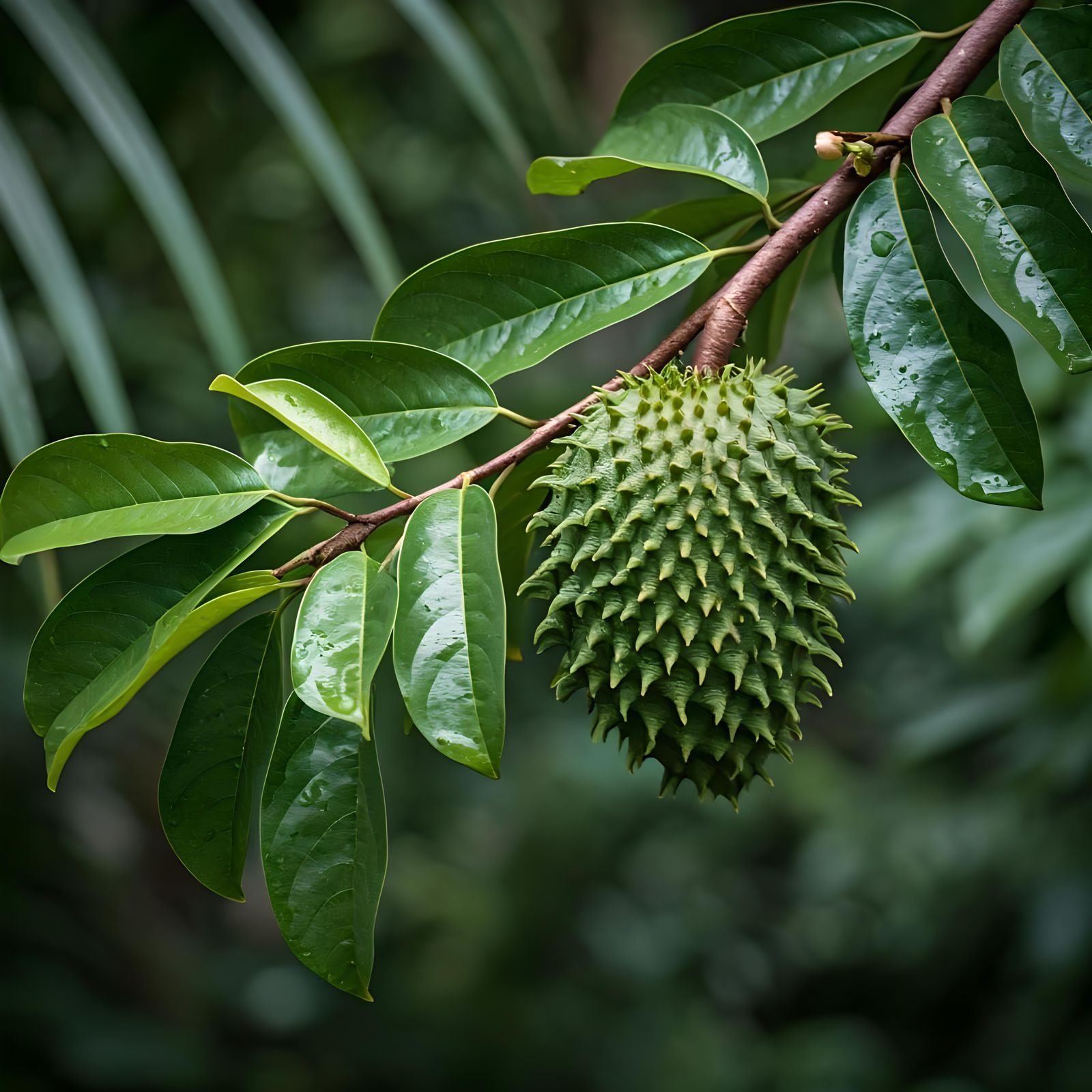 Lush Soursop Plant with Delicate Flowers
