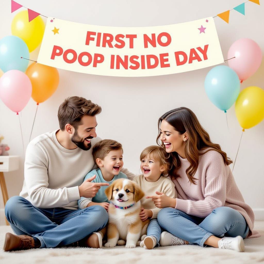 Joyful Family Celebrates Puppy's Milestone with Origami Styl...