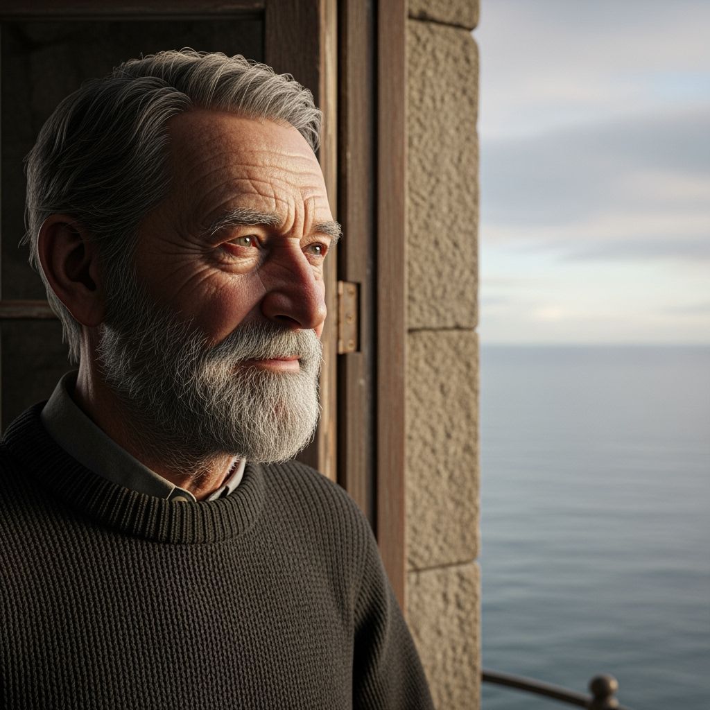 Weathered Lighthouse Keeper's Peaceful Portrait