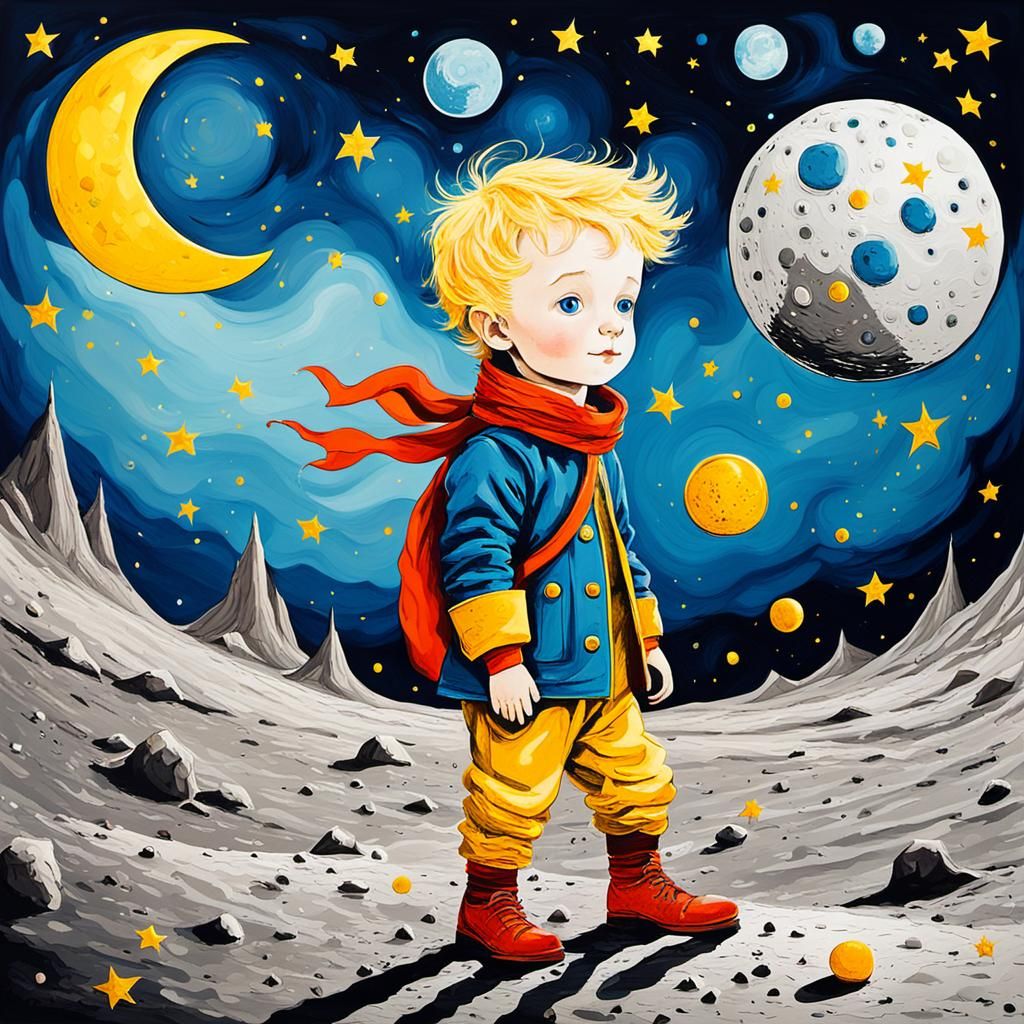 The Little Prince on the Moon: Abstract Art