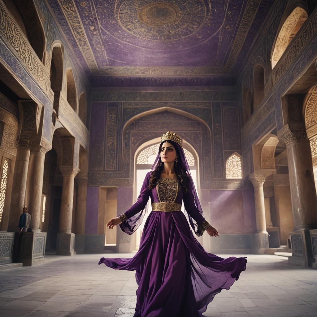 Persian Queen in Ancient Palace: Cinematic Film Still