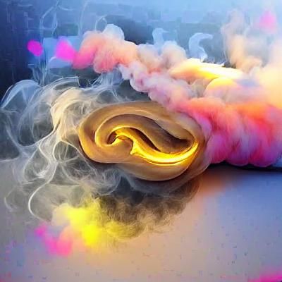 Golden Pastel Neon Swirling Smoke Art