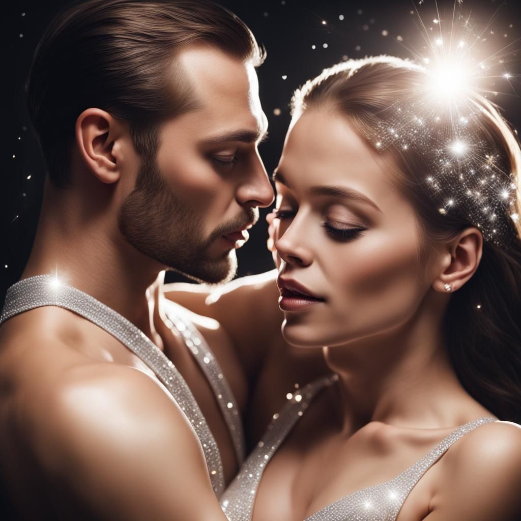 Lovers in Diamond Light Embrace