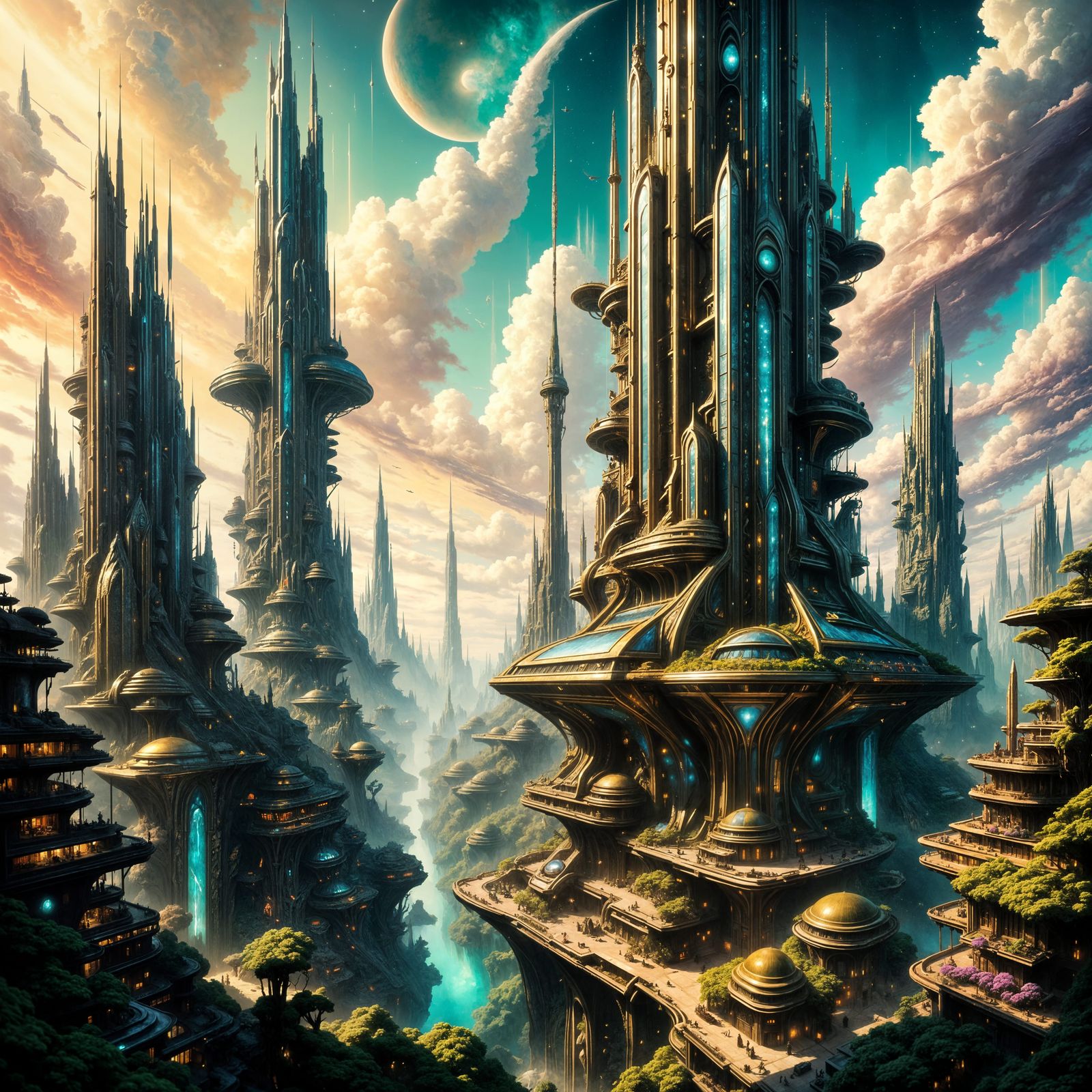 Impossible Crystal City in Cosmic Nebula