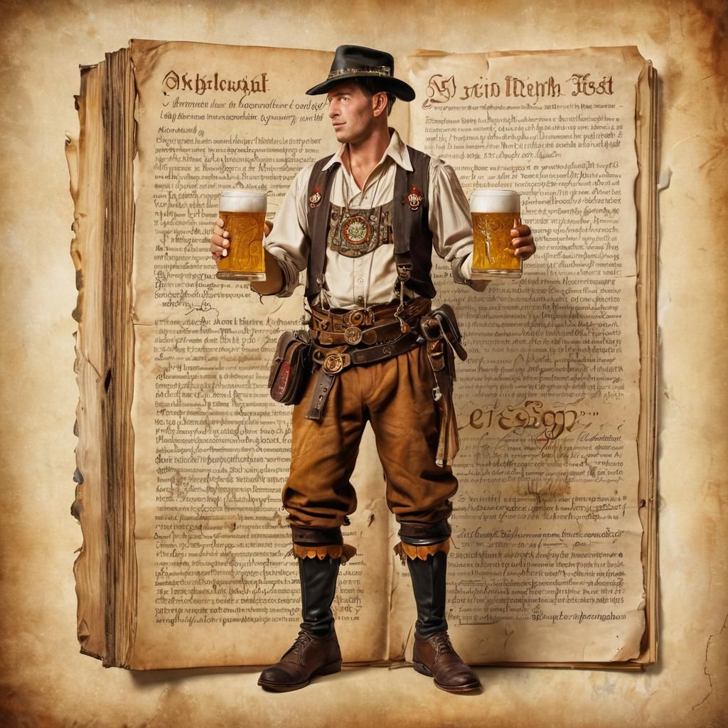 German Oktoberfest Beer in Illuminated Manuscript Style